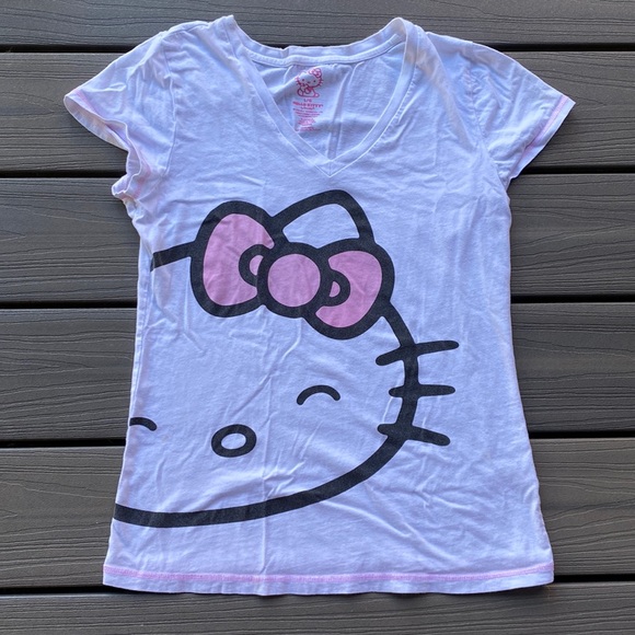 Hello Kitty Shirts & Tops Hello Kitty White V Neck T Shirt Poshmark